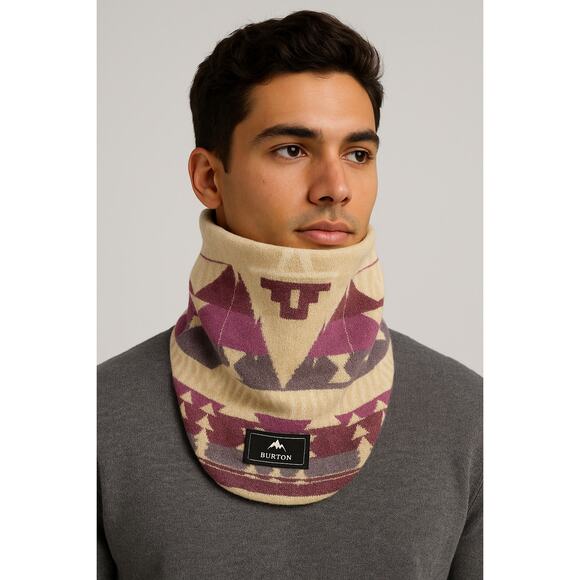 Burton Sweaters - Burton Neck Warmer Gaiter Tan Purple SW Tribal Print Snowboard Ski Fleece OS